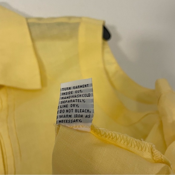 Appraisal Button Top Sleeveless Yellow Shirt  Ramie Back Seams Casual Summer XL - Picture 5 of 7